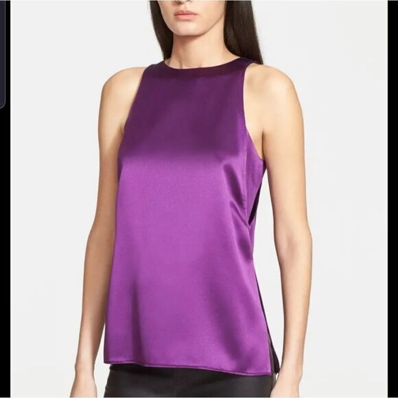 Helmut Lang Mere purple silk tank sz Small - Picture 1 of 5